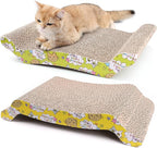 PrimePets Cat Scratching Board, 2 Pack Cat Scratcher Cardboard, Cat Scratch Pad for Indoor Cats, Cat Scratcher Couch Lounge Sofa Bed, Reversible Corrugated, Catnip Included