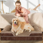 Orthopedic Dog Bed for Large Medium Sized, Washable Memory Foam Large Dog Bed, Durable Medium Pet Sofa with Removable Cover, Washable Waterproof Pet Couch Beds(Brown, XL)