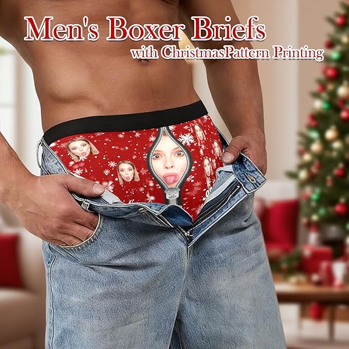 M YESCUSTOM Custom Faces Funny Short Briefs Gift for Husband Underwear