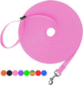 Hi Kiss Dog/Puppy Obedience Recall Training Agility Lead - 15ft 20ft 30ft 50ft 100ft Training Leash - Great for Training, Play, Camping, or Backyard - Pink 30ft