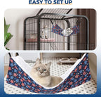 Cat Hammock for Cage Hanging Reversible 2Pack,Pet Hammock Bed Adjustable,Soft Sleeping Hammock for Cats,Ferret,Puppy,Rabbits,Small Animals (M, Stars)