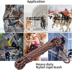 Long Dog Leash for Training 50Ft-Reflective Nylon Rope with Swivel Hook-Recall Agility Lead for Large Small Medium Dogs Outside Walking Hiking-Brown