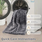 Cat Blanket for Indoor Cats - Ultra Thick 460GSM Faux Rabbit Fur & 260GSM Sherpa, Small Pet Throw for Carrier, Crate & Couch Protection, Soft Thermal Kitten Bedding, 21"x18" Grey