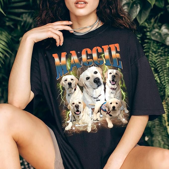 H-DEWALL Custom Shirts Custom Bootleg Rap Shirt for Him Custom Face Shirt with Photo Pet Custom Tees Gift for Dog Cat Lover