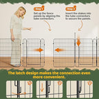 Yaheetech Expandable Dog Playpen, 8 Panel 32 inch Puppy Playpen with Door Indoor/Outdoor Pet Fence for Small Medium Dogs