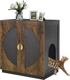 unipaws Tall Cat Litter Box Enclosure with Shelves, Hidden Litter Box Cover for Tall or Top Entry Litter Box, Kitty Enclosed Litter Box Cabinet, Cat Box Furniture, Rustic
