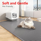 Cat Litter Box Mat: 47"x 36" Waterproof Kitty Cat Litter Trapping Mat, Easy-clean Double-layer Scatter Control Pad Rug(Grey)
