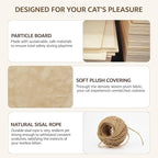 Cat Wall Shelves, Wall Mounted Cat Shelf Furniture with Plush Fabric (9 Piece Set), Cats Furniture with Condos, House, Steps, Bridge Ladder, Scratching Post, Beige
