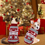 Cat Dog Christmas Sweater Pet Winter Warm Coat Pajamas Small Dog Sweaters Reindeer Snowflake Christmas Sweater for Large Cats Small Dogs (Reindeer, L)