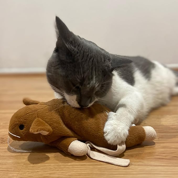 SPOT Super Mouse Sam with Catnip - Lifelike Cat Toy, Fuzzy Mice with Catnip and Crinkle Sound, Extra Large Size for Cuddling, Kicking, Chasing, Playing - 11in Plush Toys, Assorted Colors