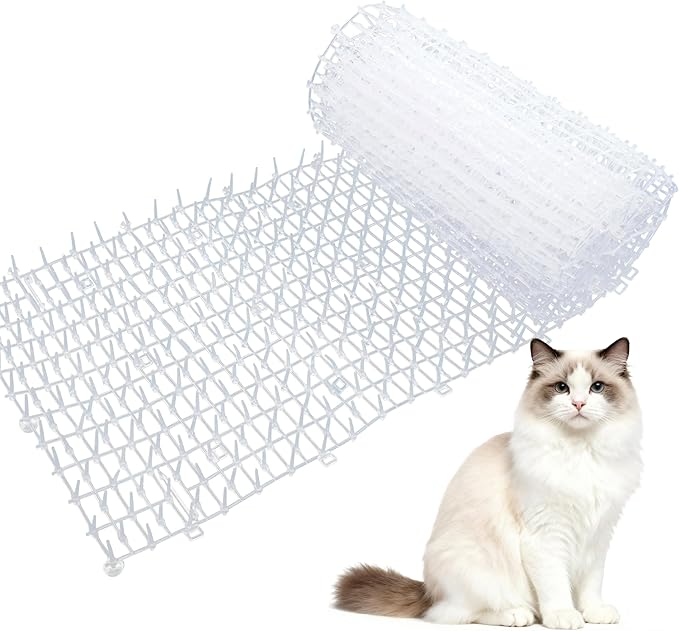 Transparent Cat Scat Mat with Spikes, 6.5FT Clear Cat Deterrent Mat for Sofa, Windowsill, Balcony & Garden, Cuttable Indoor Outdoor Pet Repellent Mat, 78 x 11 Inch