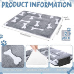 VitalCozy 2 Pack Self Warming Cat Mat Self Heating Pad Bed Reversible Machine Washable Reflects Body Heat Warm Thermal Pet Pad Crate Blanket for Feral and Indoor Cat (Grey,22'' X 18'',Bone)