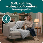 Furhaven Waterproof Throw Blanket for Dogs & Indoor Cats, Washable - Shaggy Plush Calming Long Faux Fur & Velvet Dog Blanket - Mist Gray, Medium