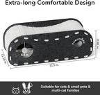 FUKUMARU Cat Beds for Indoor Pets 31.5 Inch, Extra Long Cozy Cat Bed Cave Tunnel for Multiple & Large Cats, Felt Kitten Hideaway House with Fluffy Ball, Scratch Resistant, Warm & Safe, Black
