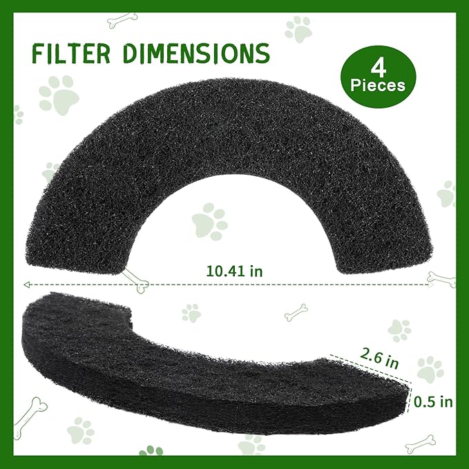 4 Pack 0.5 in Thickness Carbon Filters Compatible with Model 4, Cat Litter Box Filters Replacement to Absorb Odors Control Damp from Pets and Keep Home Fresh
