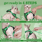 rabbitgoo Cat Harness and Leash for Walking, Escape Proof Soft Adjustable Vest Harnesses for Cats, Easy Control Breathable Reflective Strips Jacket, Grass Green, XS