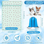 4 Pack Cooling Dog Mats with Supportive Pillow 23.6" x 31.5" Self Cooling Dog Pads Ice Silk Washable Pet Cool Mat Summer Cat Sleeping Pad with Storage Bag for Crate Bed Floor (Large, Green)
