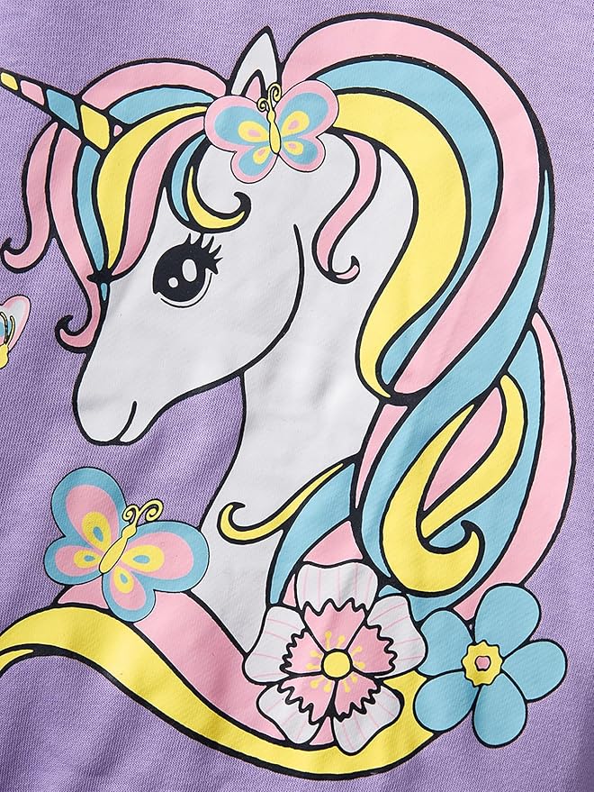 Little Girls Unicorn Outfits 2 Piece Kids Ruffle Sleeve Sweatshirt + Leggings Fall Leopard Clothing Sets 2-10 Years Old
