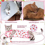 Nuanchu 3 Pieces Cat Recovery Suit Kitten Recovery Suit E-Collar Alternative for Cats and Dogs Abdominal Skin Anti Licking Pajama Clothes Sets(Small,Strawberry Style,Colorful)