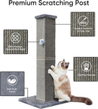 Cat Scratching Post 32 Inch for Indoor Large Cats and Kitten, Nature Sisal Tall Cat Scratch Post, Sisal Cat Scratcher Improve Cat's Scratching Habits and Protect Your Furniture, Dark Grey