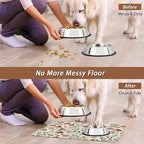 Red Mushroom Pet Feeding Mat,Fern Herb Berries Absorbent Quick-Dry Cat Dog Food and Water Bowl Mats,Non-Slip Rubber Backing Mat,Cat Dog Accessories Supplies 16"x24"