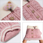Dog Sweater Turtleneck Knitwear Doggie Pullover Sweater Doggy Winter Coat Warm Pet Clothes Puppy Holiday Clothing Buttons Knitted Outfits for Small Cats Dogs Cold Weather (Large)