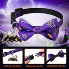 LLHK 4 Pack Halloween Cat Collar with Bow Tie and Bell,Breakaway Kitten Collar for Girl Boy Cats,Adjustable 7-12inch,for Kitty Kitten Adult Cats,Pet Supplies…
