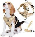 No Pull Dog Harness with Leash Set for Small Sized Dog, Reflective Adjustable No Choke Front Clip Cat Vest Harness with Breathable Mesh, Comfortable Soft Padded Pet Vest, Brown S