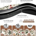 Red Mushroom Pet Feeding Mat,Fern Herb Berries Absorbent Quick-Dry Cat Dog Food and Water Bowl Mats,Non-Slip Rubber Backing Mat,Cat Dog Accessories Supplies 12"x20"