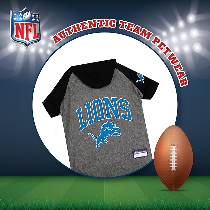 Pets First NFL Detroit Lions Hoodie for Dogs & Cats. | NFL Football Licensed Dog Hoody Tee Shirt, Small | Sports Hoody T-Shirt for Pets | Licensed Sporty Dog Shirt