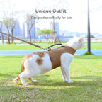 Cat Harness and Leash for Walking Escape Proof Breathable Mesh Fabric, Solid Brown, Extra Large, Adjustable Cat Walking Jackets with Handle, Padded Stylish Cat Vest