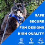 Travel Cat Harness and Leash Set - Adjustable Fit Mesh Cat Harness and Reflective Strap - Comfort Walking Vest for Kitten for Outdoor Walking, Hiking (Medium, Groovy)