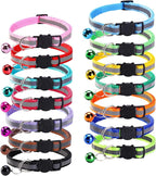 14 Pack Breakaway Cat Collar with Bell, Reflective Kitten Collar for Girl Boy Cats, Safety Buckle Adjustable 7.5-12.5 Inch, 0.4 Inch Width Lightweight, Pet Gifts (Multi-Colored)