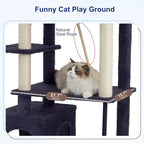 Cat Tree for Indoor Cats Large Adult, 70.5'' Cat Tower with Scratching Post, Sturdy Steel Pube Cat Tree Tower with Large Playing Platfrom, Hammock and Basket, Top Perch, Drak Gray GCT024G