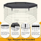 Dog Pen Pet Playpen Dog Fence Pad Indoor Foldable Metal Wire Exercise Puppy Play Yard Pet Enclosure Cover Outdoor (Only Top Cover, Playpen Not Included)