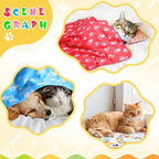 Tegeme 12 Pieces Fleece Blankets for Pets Dog Puppy Paw Print Cat Bedding Cover Blanket for Small Animals Pig Cage Liner Sleep Mat Pad Kitten Soft Warm(Cute Style,28 x 24 Inches)