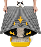 Cat Litter Mat New Size 23.6"x14.6" for Small Spaces, Upgrade Super Waterproof Back Layer Litter Box Mat, Non Slip, Durable, Soft on Paws Kitty Trapping Matt, Gray