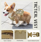 Tactical Dog Training Harness Outdoor Working Vest Adjustable Military MOLLE Dog Vest Harness with Rubber Handle (X-Small (Pack of 1), Beige)