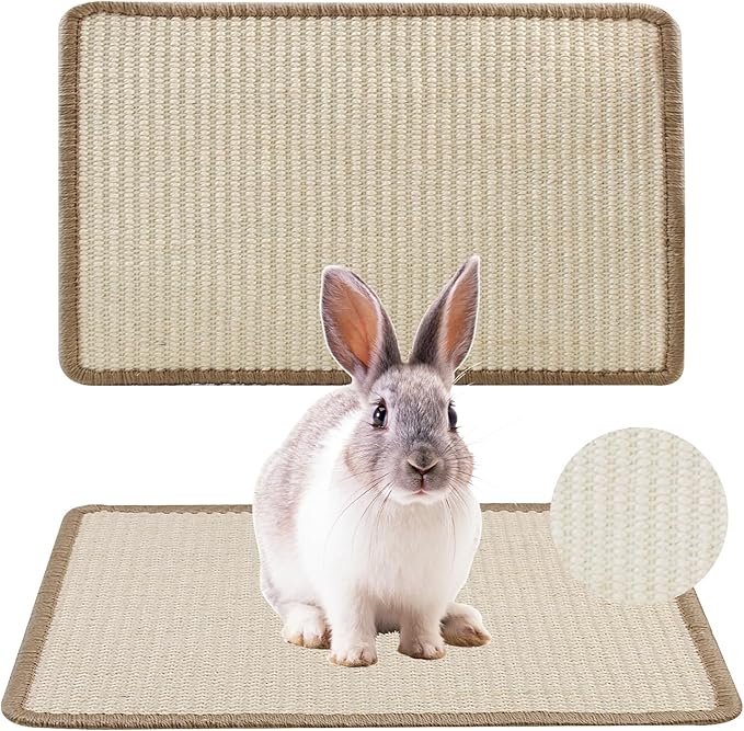Large Rabbit Scratching Pad,23.6 x15.7 Inch Natural Sisal Scratch Mat for Bunny Biting Sleeping Nesting Pad Indoor Small Animal Claws and Teeth Care Bedding Accessories