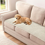 H.VERSAILTEX Plush Chenille Couch Cover for 3 Cushion Couch Anti Slip Washable Sofa Slipcovers Soft and Durable Furniture Protector for Dogs Cats Kids (27.5" x 71", Ivory)