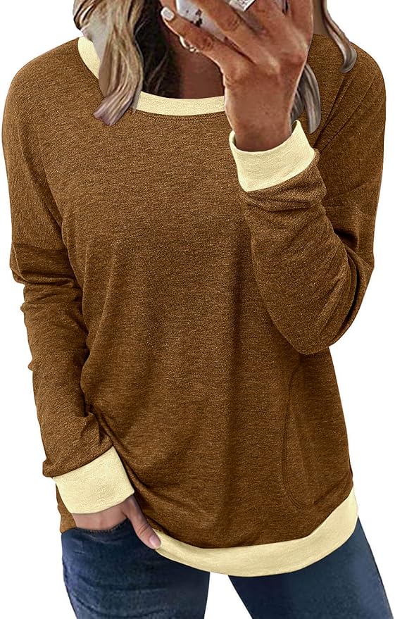 Akihoo Womens Casual Long Sleeve Tunic Tops Crew Neck Shirt Blouses