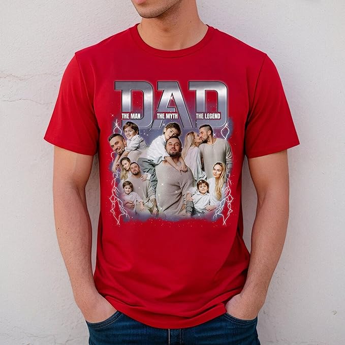 Custom Dad Shirt Personalized Picture T-Shirt for Men for New Dad Daddy Gift for Grandpa