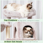 Cat Tree, Cat Tower for Indoor Cats, 43.3 inch Cat Tree Tower with Sturdy Steel Tube, Cat Hammock, Cat Condo for Small Cats and Kittens, Cat Scratching Post, Muchroom GCT004SMU