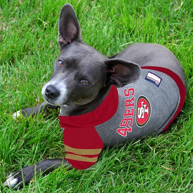 Pets First NFL San Francisco 49ers Hoodie for Dogs & Cats. | NFL Football Licensed Dog Hoody Tee Shirt, Small| Sports Hoody T-Shirt for Pets | Licensed Sporty Dog Shirt