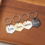 Anavia Small Size Dog Cat ID Tags, Small/XS Personalized Color Plated Stainless Steel Puppy Kitten Name Tags, Customized Engraved Nameplate Pet Collar Tag (Rose Gold, Hexagon)