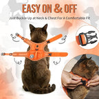 OneTigris Cat Harness and Leash - Escape Proof Soft Adjustable Kitten Harness, Breathable, Comfortable, Durable Water-Resistant Tactical Vest with Reflective Strips and Pocket for Cat Tracker