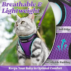 rabbitgoo Cat Harness and Leash Set for Walking Escape Proof, Adjustable Soft Kittens Vest with Reflective Strip for Cats, Comfortable Outdoor Vest, Purple, XL