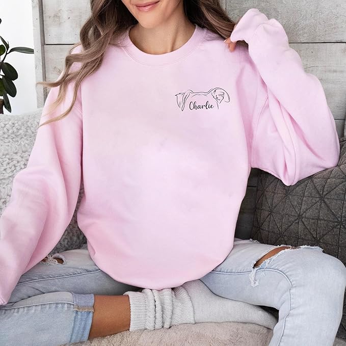 Noni Personalized Portrait Hoodie or Sweatshirt with Dog Cat Photo, Custom Sweatshirt with Drawing and Name, Unique Gift for Dog Mom Dad, Animal Lover Birthday