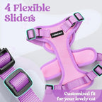 rabbitgoo Cat Harness and Leash Set, Escape Proof Soft Adjustable Vest Harnesses for Outdoor Walking, Easy Control Breathable Kitten Jacket with Reflective Strips, Pink & Purple, S