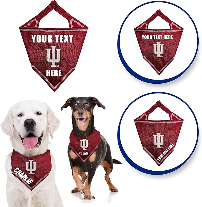 Pets First NCAA Indiana Hoosiers Personalized Tie Around Bandana for Dogs & Cats, Size Large/X-Large. Custom Dog Bandana Scarf Bib for Pet Cat Dog. The Ultimate Game-Day & Party Customizable Bandana